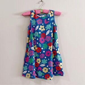 Hanna Andersson Girls A-Line Dress 120cm 6-7Y Blue Floral Cotton Kidcore Cottage